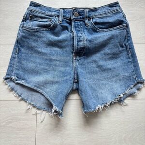 Denim Forum Yoko High Rise Cut Off Jean Shorts Distressed Raw Hem Black Size 27